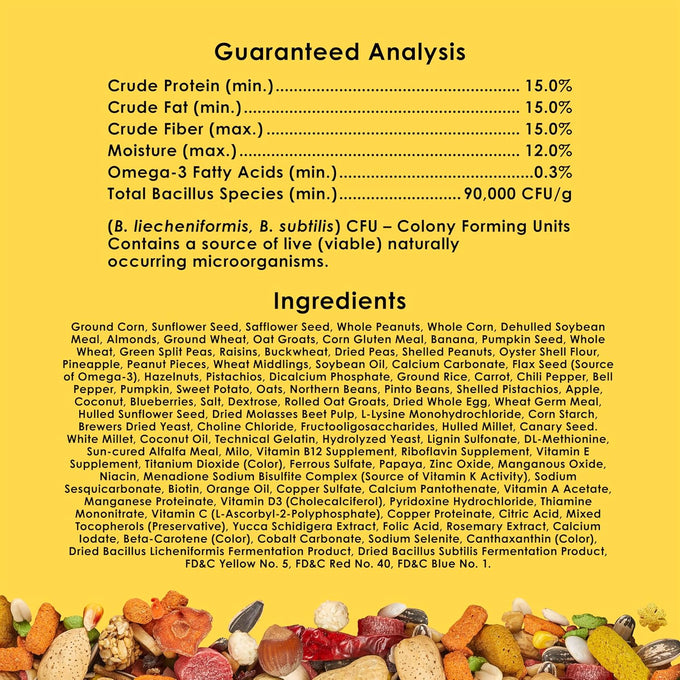 Kaytee Fiesta Macaws Bird Food, 25 lb, Premium Blend, Fruits, Vegetables, Seeds, Grains, Fun Shapes and Textures