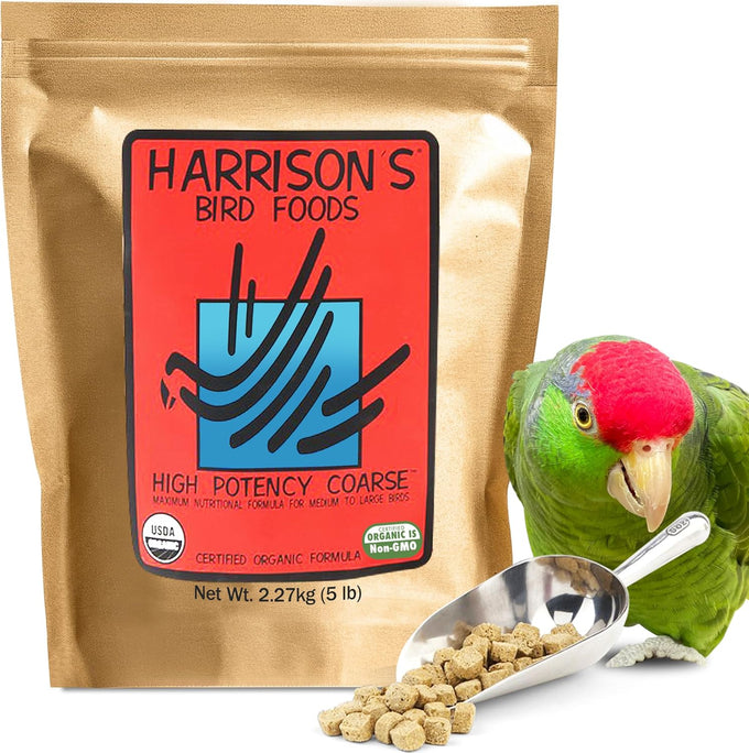 Harrison's certified organic high potency coarse bird food for medium to large birds, non-GMO, vet-developed, 2.27 kg