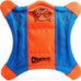 Chuckit! medium flying squirrel fetch dog toy - 9.5-inch diameter - water floating polyester canvas - orange and blue