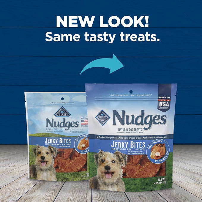 Blue Buffalo Nudges Jerky Bites Dog Treats 5-oz Bag, Made in USA with Natural Chicken Ingredients