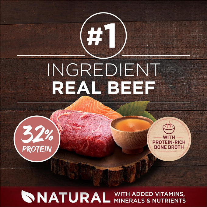 Purina ONE Natural High Protein Dry Dog Food with Real Beef, Salmon, and Bone Broth - 15 lb Bag