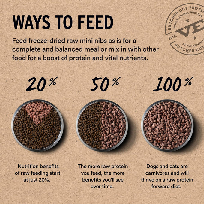 vital essentials raw duck crunchy mini nibs 96% duck organs & bone complete meal or topper
