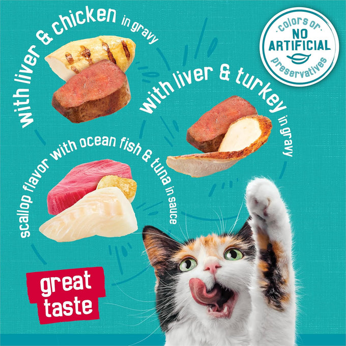 Purina Friskies 5.5 Ounce Wet Cat Food Variety Pack with Ocean Fish Tuna Chicken Turkey