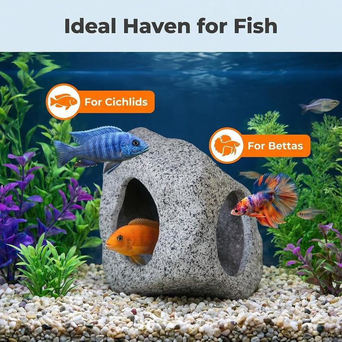 springsmart aquarium hideaway rock cave for small aquatic pets ceramic fish tank ornaments