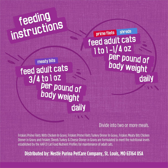 Purina Friskies Gravy Wet Cat Food Variety Pack with Poultry Shreds, Meaty Bits, and Prime Filets, 5.5 oz cans, 32-pack