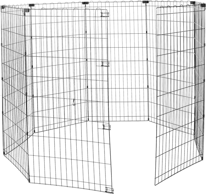 Amazon Basics Foldable Octagonal Metal Exercise Dog Playpen, 8 Panels, Extra Small, 24x24 Inches, Black