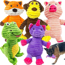 Jalousie plush toys for medium large dogs, 5 pack corduroy squeak toy