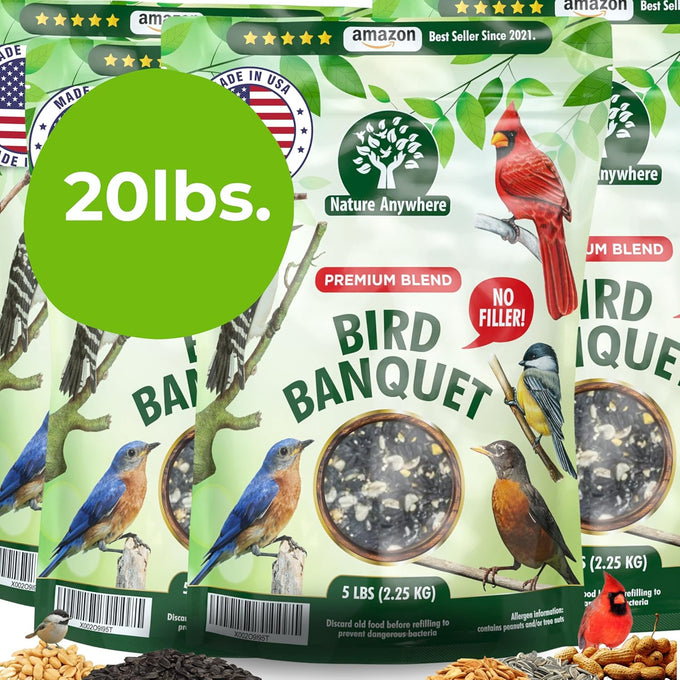 Nature Anywhere Bird Banquet Wild Bird Seed for Outside Feeders, Made in USA, No Fillers