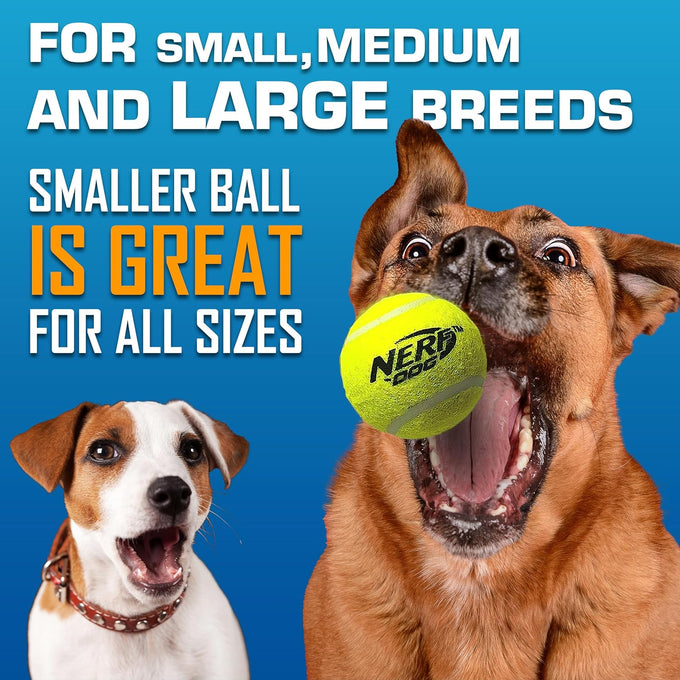 Nerf Dog Tennis Ball Blaster Dog Toy Gift Set, launches up to 50 ft, translucent blue, for all breeds