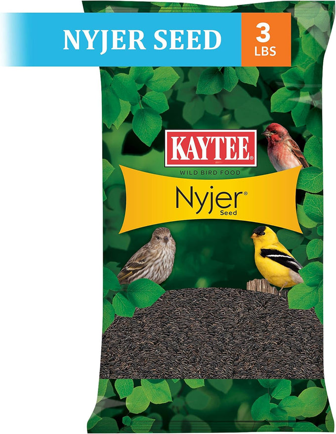 Kaytee Nyjer wild bird food seed, 3-pound, no hulls, 100% edible, high oil content, attracts finches and songbirds