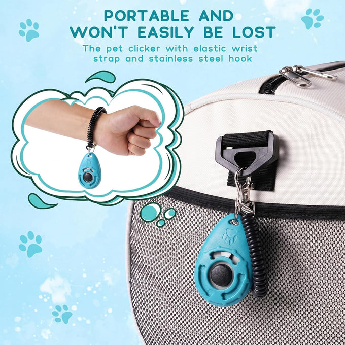 black-blue dog training clicker with adjustable wrist and keyring for pet training tools