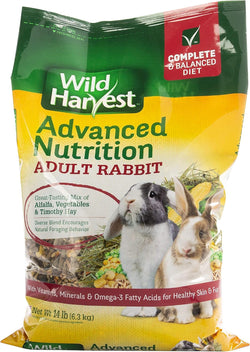 Wild Harvest Advanced Nutrition Diet for Adult Rabbits, 14 Pounds, Resealable Timothy Hay and Alfalfa Meal Bag