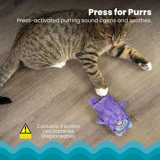 Catstages plush cat toy with touch-activated purr for calming kittens and cats