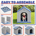 Bifanuo plastic dog house for small to medium dogs, weatherproof design, air vents, elevated floor, easy clean and assemble in blue, 26.18'' L x 24.03'' W x 25.98'' H