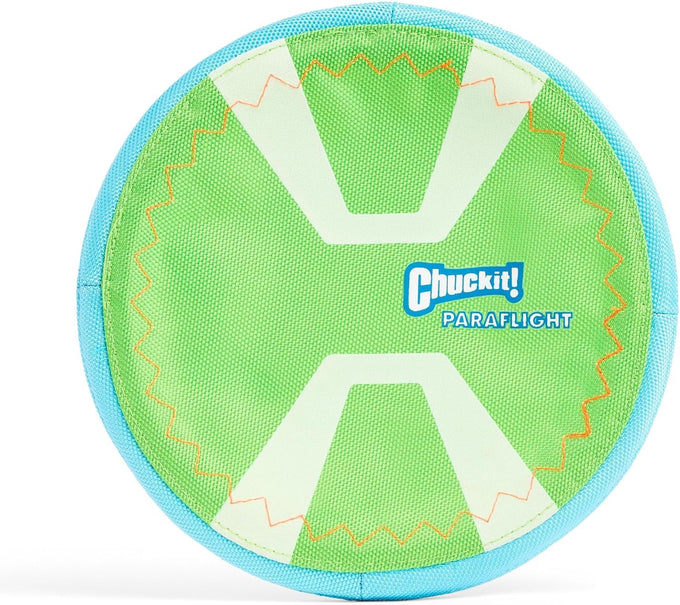 chuckit paraflight flying disc dog toy durable nylon water floating flyer for medium large dogs size large