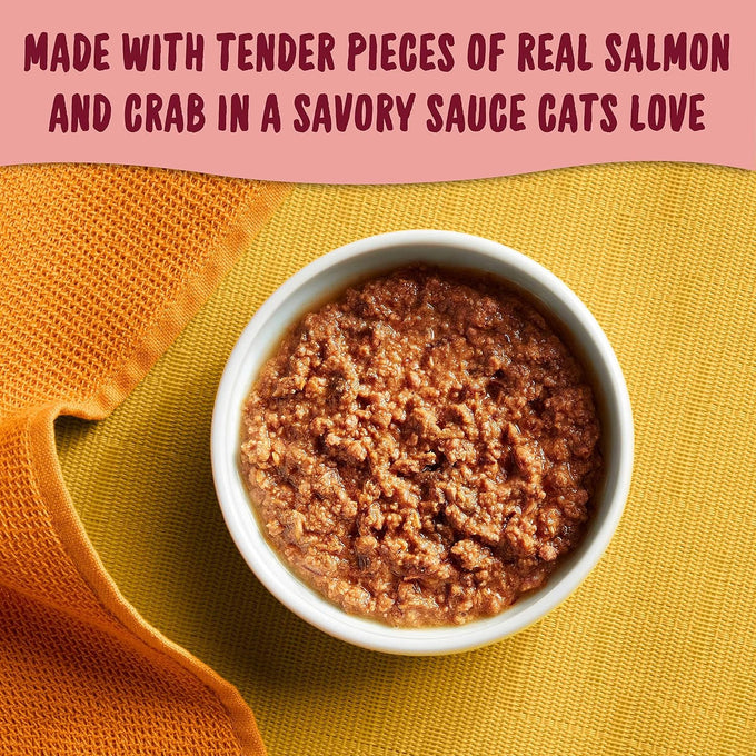 Meow Mix Tenders in Sauce Wet Cat Food, 2.75 oz cups, Salmon & Crab flavor, 12 count