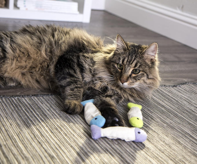 SmartyKat multi-color 3-count Fish Flop crinkle catnip cat toys for solo or interactive play
