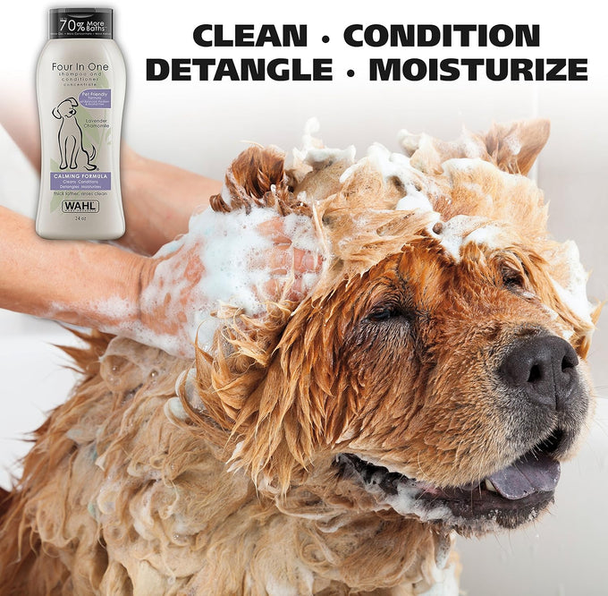 wahl usa 4-in-1 calming dog shampoo with lavender chamomile scent 24 oz model 820000a
