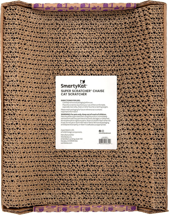 SmartyKat Super Scratcher Chaise Cat Bed with Catnip Infusion Technology, Brown, One Size